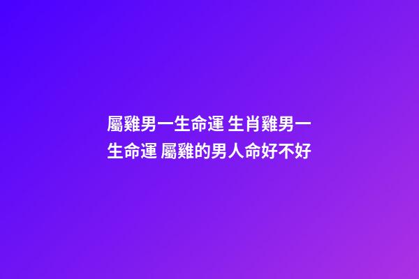屬雞男一生命運 生肖雞男一生命運 屬雞的男人命好不好
